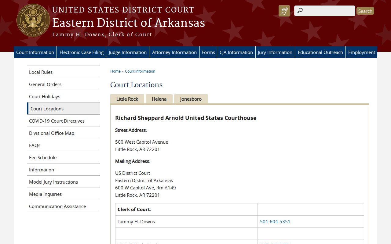 St. Francis County criminal court case federal court locations page