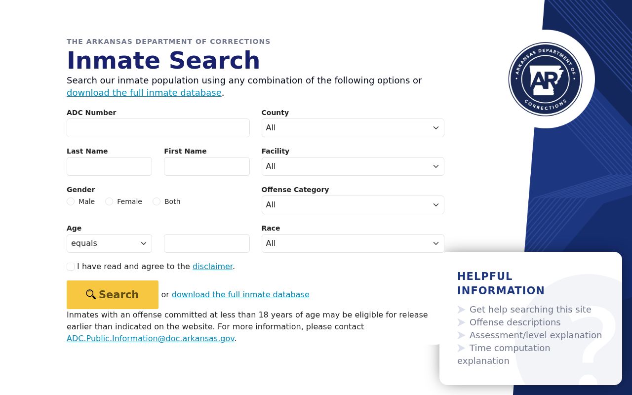 St. Francis County criminal record search in Arkansas corrections
