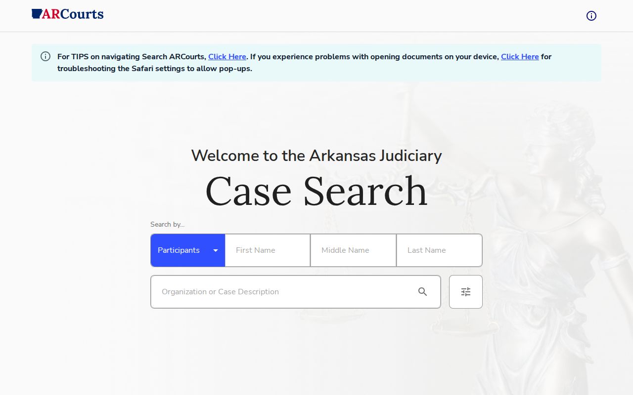 St. Francis County criminal court case search fields