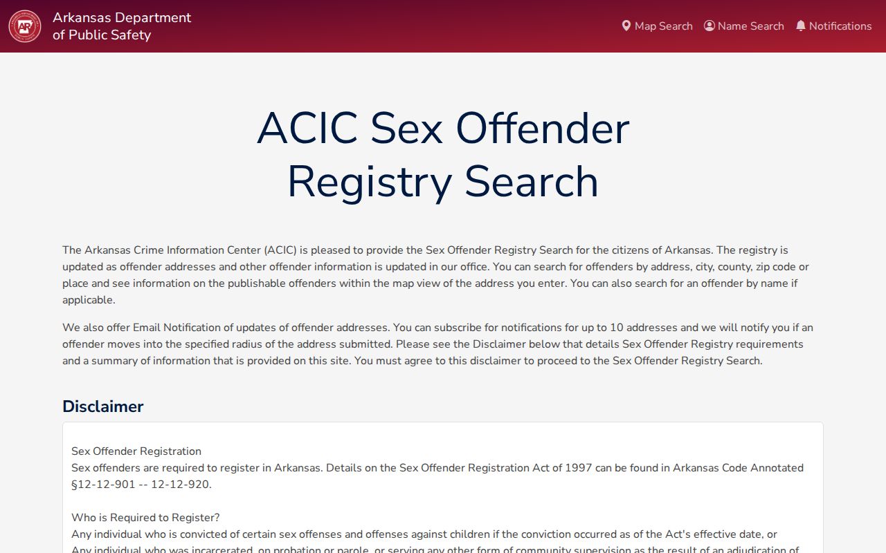 St. Francis County sex offender check on the Arkansas registry search
