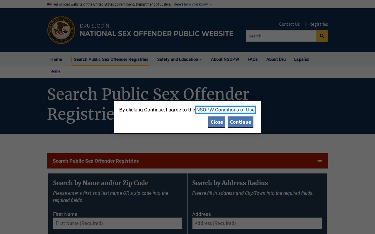 St. Francis County sex offender check using the national NSOPW search